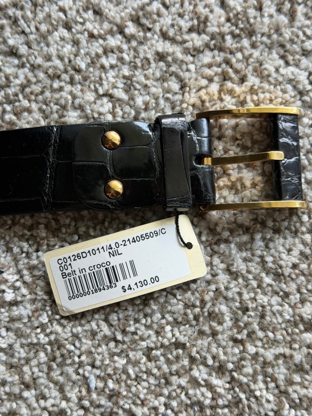 Zilli Black Crocodile Belt 48/120 Brass Buckle – New with Tag